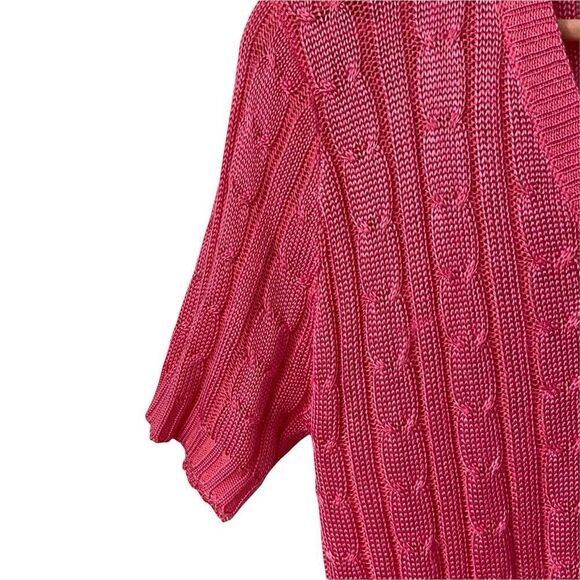 Vintage One on One Ribbed Knit Short Sleeve Front Button Sweater in Size - Picture 6 of 9